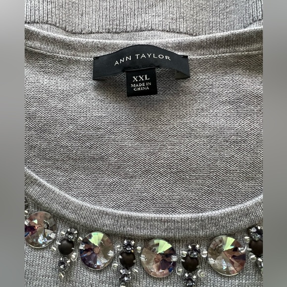 ANN TAYLOR Grey Embellished Long Sleeve Sweater Size XXL - Picture 4 of 11